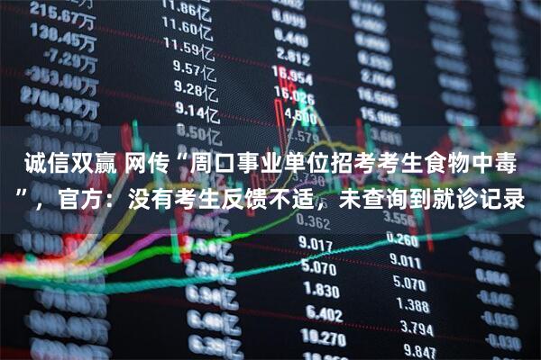 诚信双赢 网传“周口事业单位招考考生食物中毒”，官方：没有考生反馈不适，未查询到就诊记录
